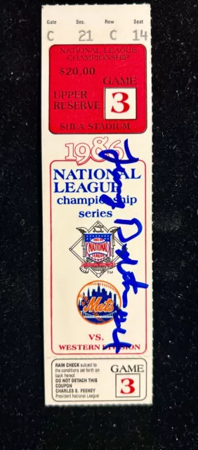 Lenny Dykstra Signed 1986 NLCS Game 3 Ticket Stub Phillies/Mets