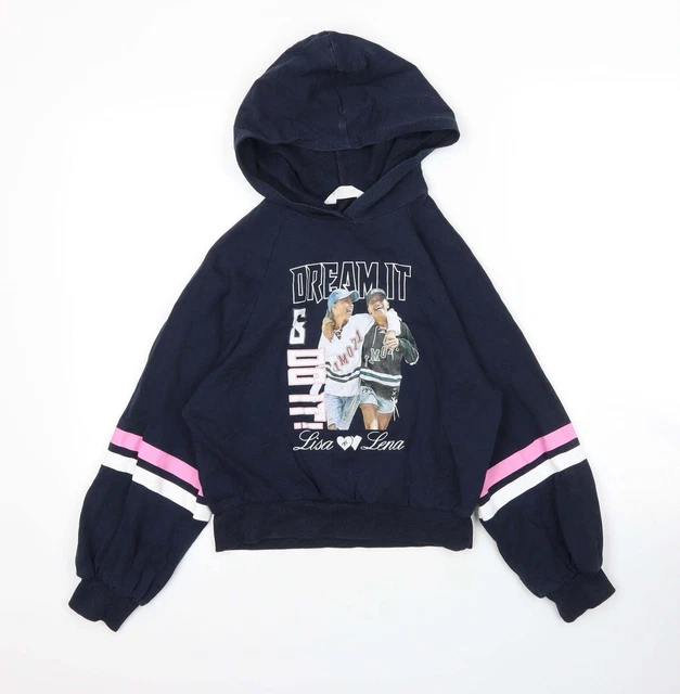 H&M Girls Blue Cotton Pullover Hoodie Size 9 Years