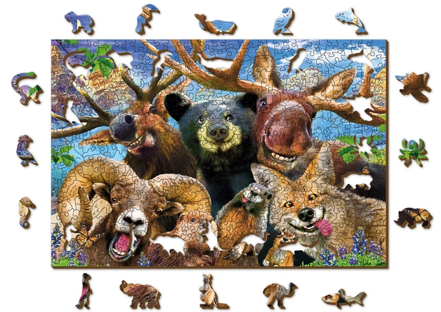 500 +5 PieceWooden Jigsaw Puzzles Into The Woods - Wolf Bear Deer Jigsaw Puzzle