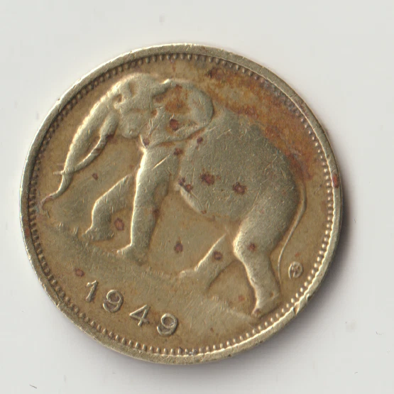 1 Franc 1949 Belgian Congo KM# 206  LOT 4+++ Beautiful Elephant +++