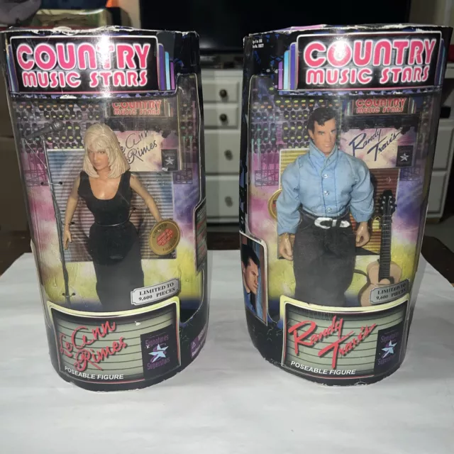 VTG 1998 Exclusive Premiere Country Music Stars 2 Figures Le Ann Rimes Randy Tra