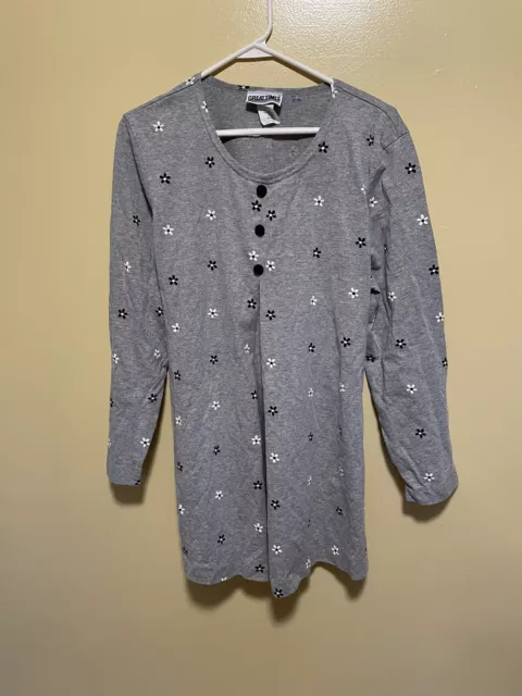 Women’s Great Times Maternity Sz Large Gray Floral Shirt Top