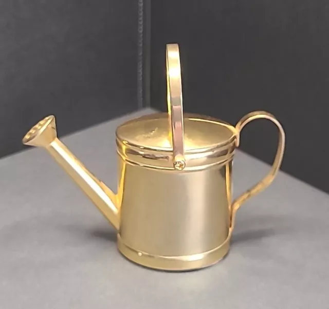 Miniature Clock Watering Can Sergio Valente Quartz Brass Collectible Untested 2