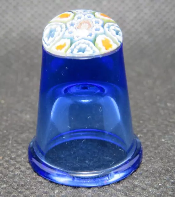 Vintage Caithness Millefiori Glass Collection Thimble - Blue