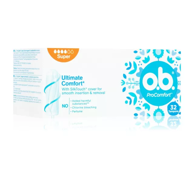 256x o.b. ProComfort Non-Applicator Tampons SUPER - 8 Box