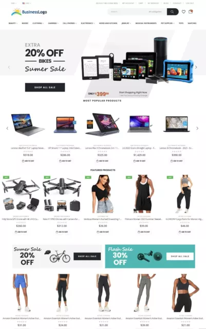 eCommerce Website with Amazon, eBay Affiliate + DropShipping + Free Hosting