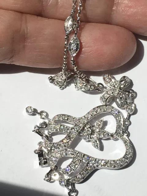 Vintage 18kt. Edwardian Style, Lavalier, Diamond By The Yard Necklace UNIQUE !💎 Vintage 18kt. Edwardian Style, Lavalier, Diamond By The Yard Necklace UNIQUE !💎