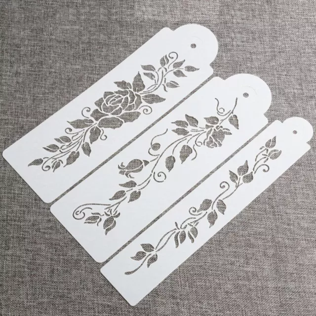 3PCS Tree Vine Leaves Fondant Cake Stencil Mould Border Lace Decors Sugarcra;c;