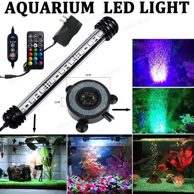 Aquarium Underwater Fish Tank RGB LED Light Submersible SMD Strip Lamp w/ Remote