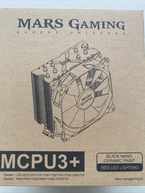 Mars Gaming MCPU3+ - Dissipatore di calore per PC,ventola 92mm, LED rossi, AM4