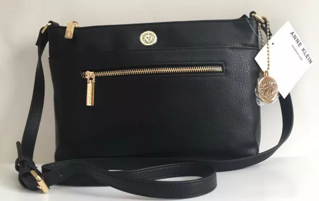 Brand New With Tags Anne Klein Style Vanity Ii Crossbody Faux Leather Black  Bag