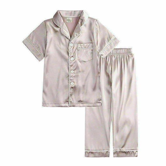 Set pigiami bambini ragazzi ragazze abiti da notte pigiami raso seta pigiami pantaloni top abiti 2