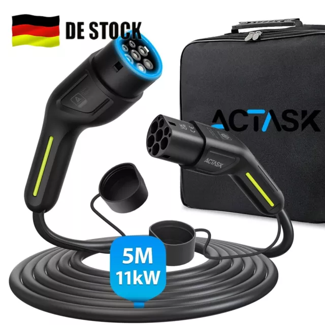 ACTASK Typ 2 11kW Ladekabel 16A 5M 3 Phase EV Elektroauto Wallbox Ladestation