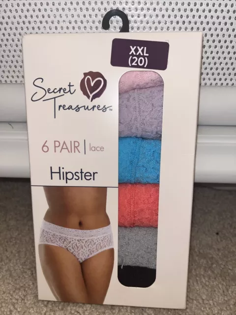 SECRET TREASURES 6 Pair Lace Hipster Brief Underwear Panties Size XXL/2XG  (20) $8.50 - PicClick