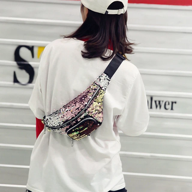 Belt Bag Women Shiny Waist Bags Casual Girl Travel Portable 2