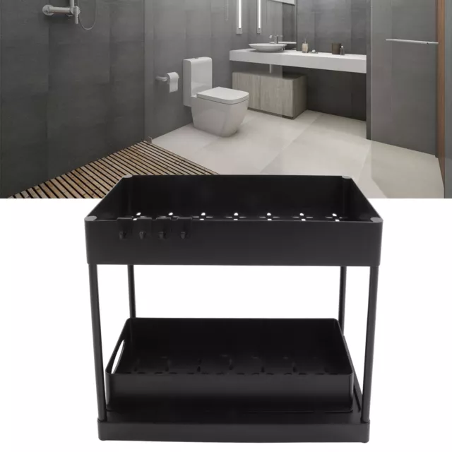 Hofuton Panier de rangement coulissant à 2 niveaux pour placard de cuisine,  salle de bain, tiroirs