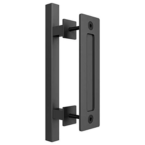 SMARTSTANDARD Heavy Duty 12" Pull and Flush Barn Door Handle Set Large