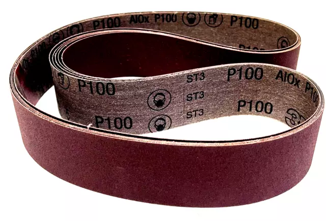 2-1/2  x 60 x 100 GRIT SANDING BELTS - 3M 341D - ALUMINUM OXIDE - 5 PIECES