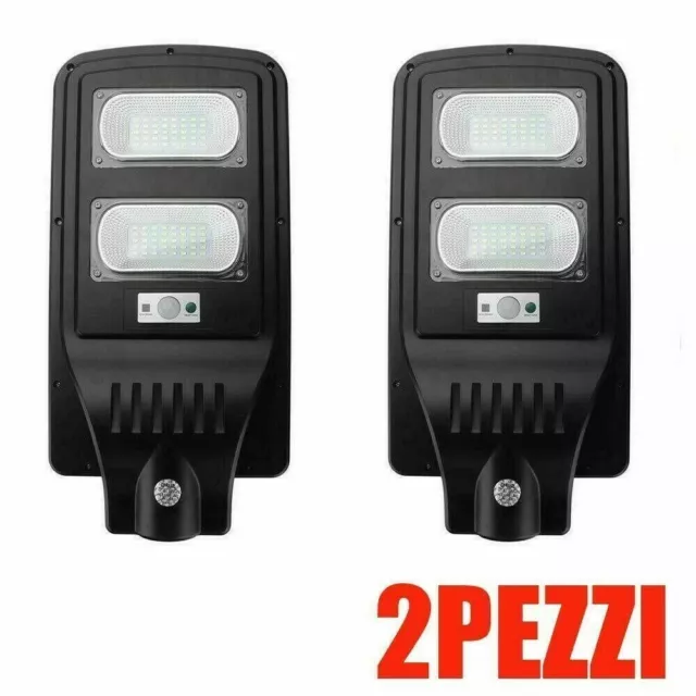 2 PEZZI Faro led lampione stradale 60w pannello solare crepuscolare telecomando