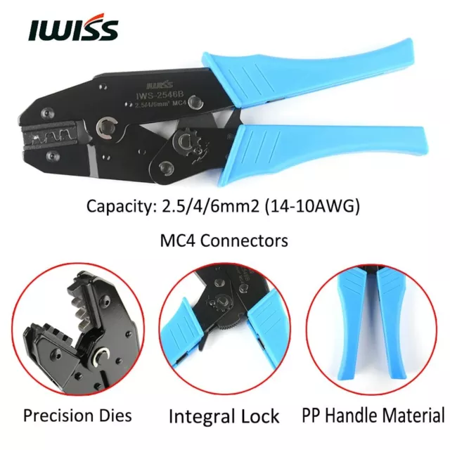 IWISS IWS-2546B MC4 Solar Crimping Tools Hand Crimper Plier 2.5/4/6mm2 14-10AWG