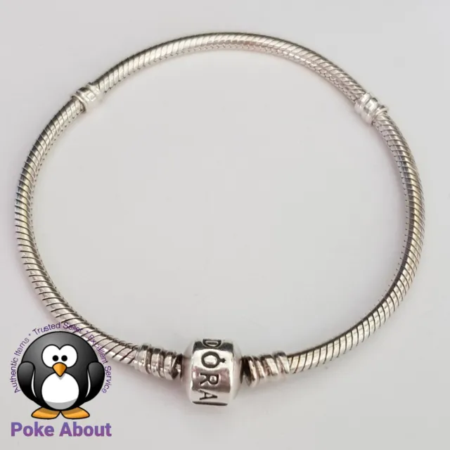 Genuine Pandora Silver Barrel Clasp moments snake bracelet 19.5cm