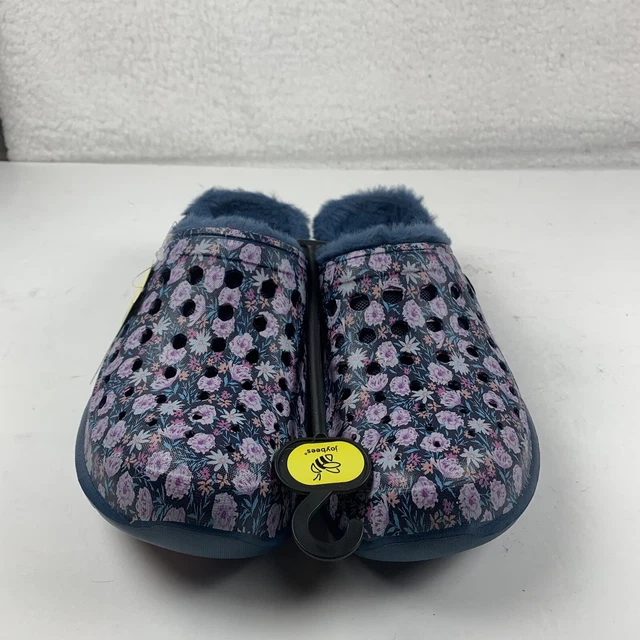 Joybees Women's Faux Fur Lined Comfort Slip On Clog Floral Print Size 7 NEW 7784