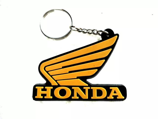 HONDA Wing Gold Keychain/Keyring Rubber Motorcycle Collectables New