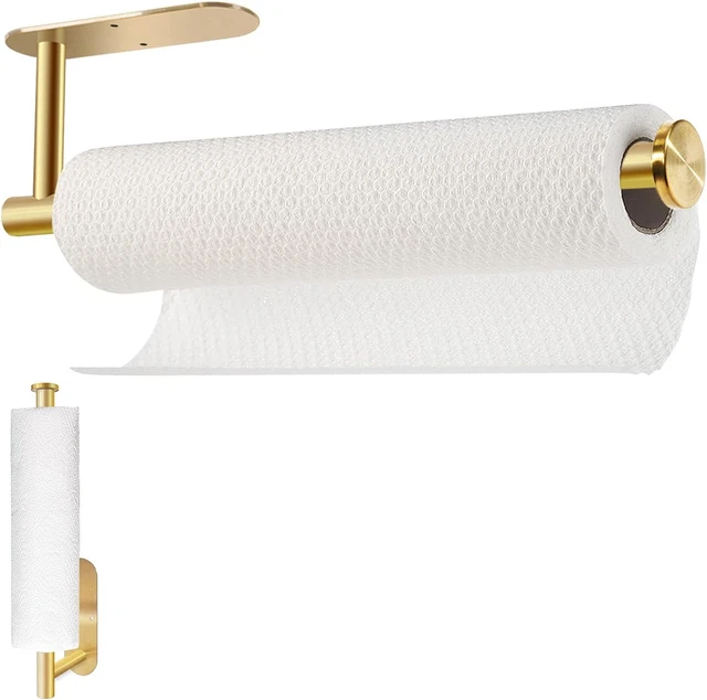 Soporte para toallas de papel debajo del gabinete de cocina - toalla de papel autoadhesivo o de perforación