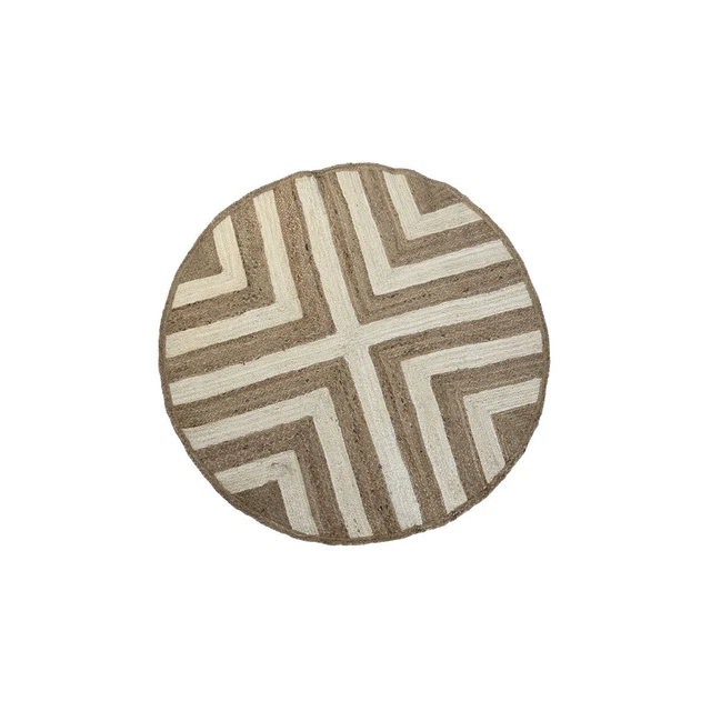 Tappeto DKD Home Decor Scandi Bianco Marrone Chiaro Iuta (150 x 150 x 1 cm)