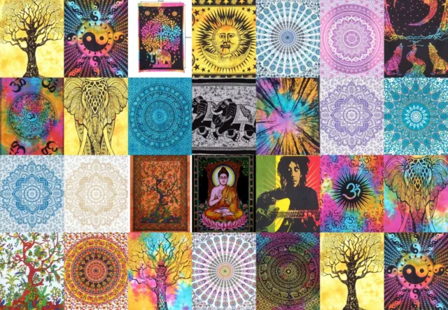Tapiz de Mandala Decoración Pared Indio Bohemio Hippie Reina Doble Póster Nuevo