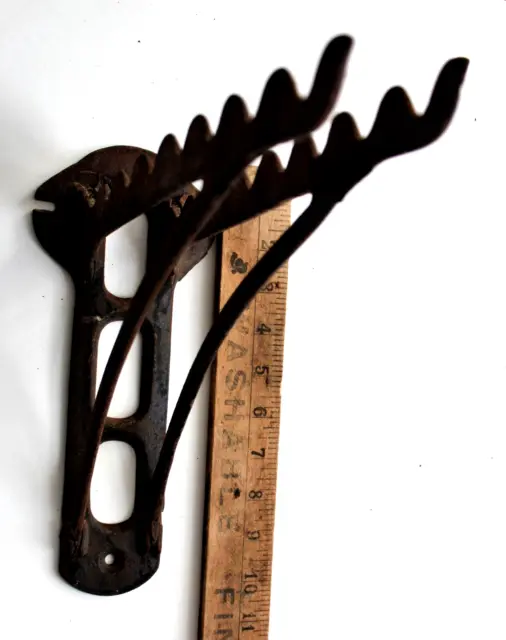 Antique 12" Harness Bracket Cast Iron Farm Hook Horse Tack Barn Garden Tool Shed