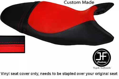 Red & Black Vinyl Custom For Triumph Street Triple 675 Dual Seat Cover 07-12