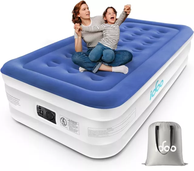 IDOO Single Air Bed, Inflatable Bed with Built-in Electric Pump, 3 Mins Quick Up