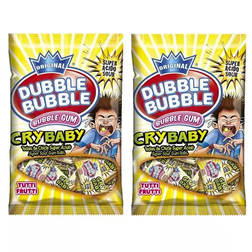 932882 2 X 85G Bag Dubble Bubble Cry Baby Super Sour Gum Balls Tutti Frutti Usa