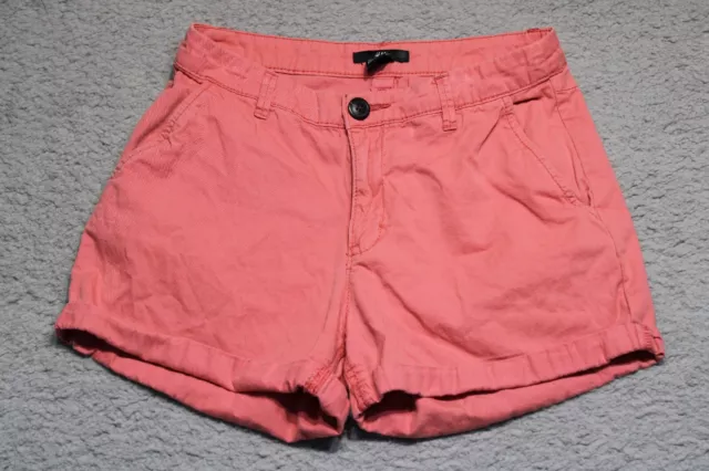 HM Shorts Womens 2 Pink Salmon Chino Cuffed Beach Hiking Walking Casual 26x2.5