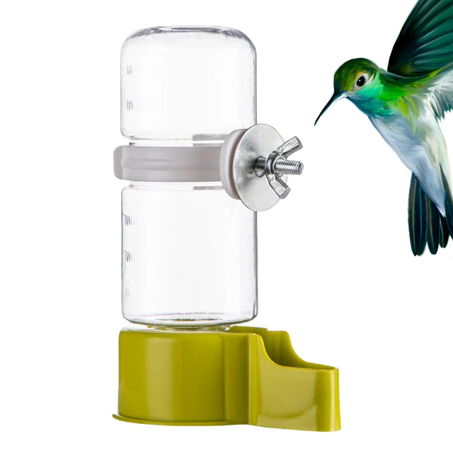 View of FOOD & WATER Dispenser Bottle 140ML Bird Budgie Parrot Finch Cage ...