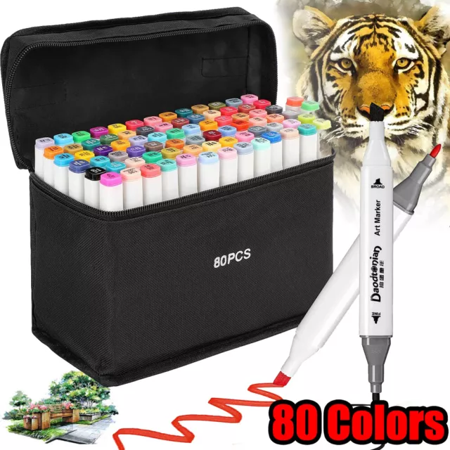 80 Colors Acrylic Paint Pens Sets Fine Art Marker Metal Glass Rock Waterproof