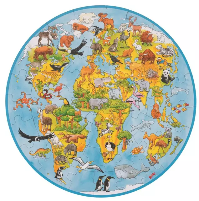 Goki XXL Puzzle Welt 49 Teile pro Stück Kinderpuzzle die Welt Pappe Tiere NEU