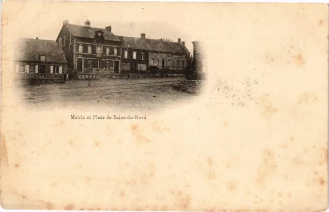 CPA Mairie et Place de - SAINS-du-Nord (205061)