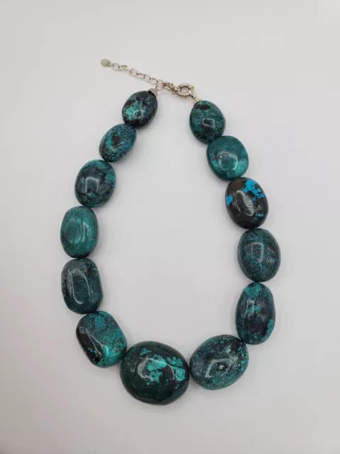 Turquoise Nugget Sterling Silver Necklace 925 HSN Viktoria Hayman Jewelry 18”