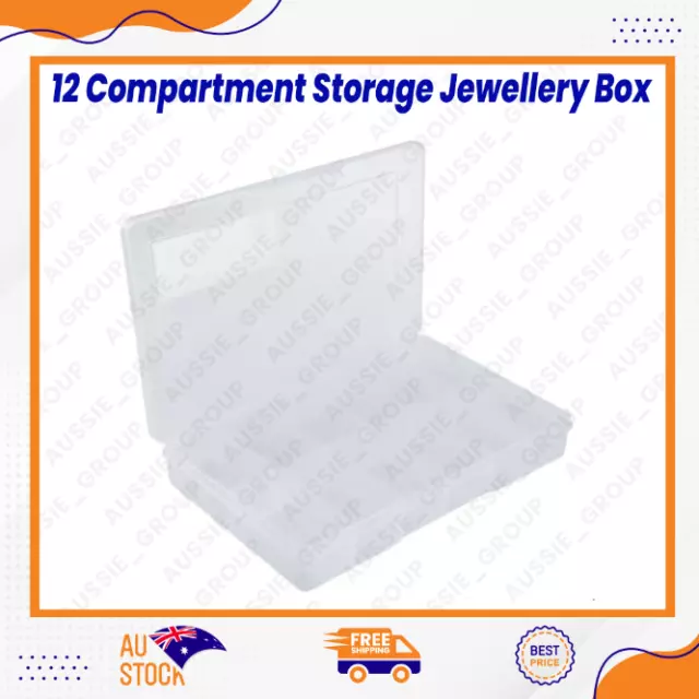 Plastic 12 Compartment Storage Box Container Jewellery Bead Craft Organiser Case