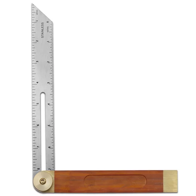 9 Inch Adjustable Wooden Handle Angle Ruler Woodworking Measuring Tool (0-20cm)