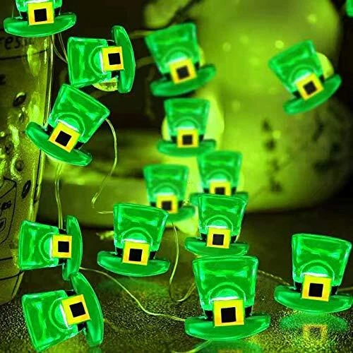 [ Timer ] Leprechaun Hat String Lights St. Patrick's Day Decorations 10 Ft 40
