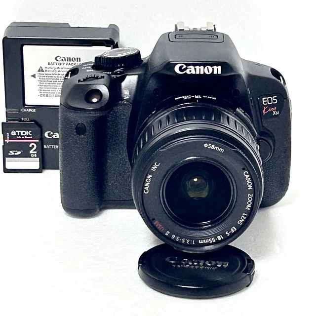 CANON EOS Kiss X6i + EF-S18-55mm F3.5-… CANON EOS KISS X6i DSLR Camera Kit EF-S 18-55mm IS, Used, Tested