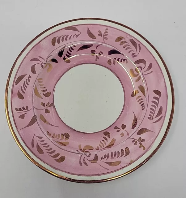 British Pink Luster Soft Paste Porcelain Floral Saucer C. 1820-1840 #3