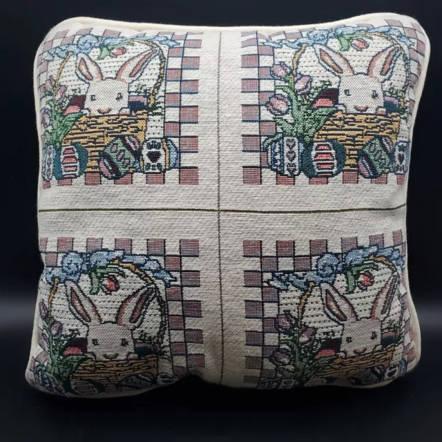 "Cesta de Pascua Conejo Huevos Almohada Decorativa Acento ~12"" x 12"