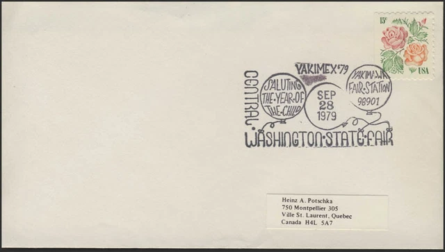 USA: flowers, letter with SSt YAKIMEX'79 Washington