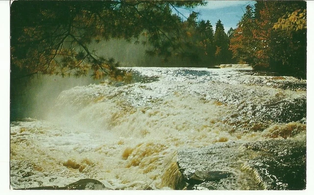 LOWER TAHQUAMENON FALLS in The Upper Peninsula of Michigan UNP Vtg MI Postcard