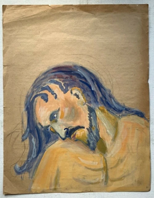 Early 20th Century Study Man Portrait Gouache Pont - Aven School Emile JOURDAN
