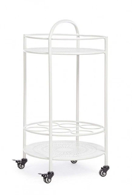 Carrello con Porta Bottiglie Burton Bianco in Metallo